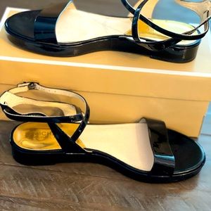 Michael Kors black patent leather sandals